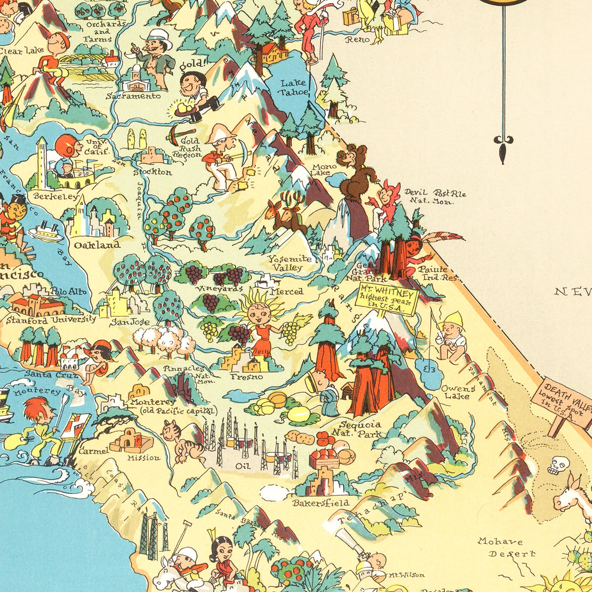 Restored historic details from the 1935 state map of County, California