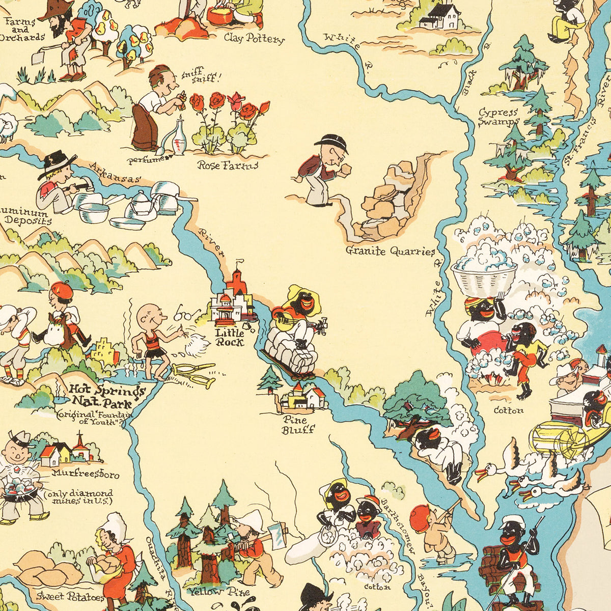 Restored historic details from the 1935 state map of County, Arkansas