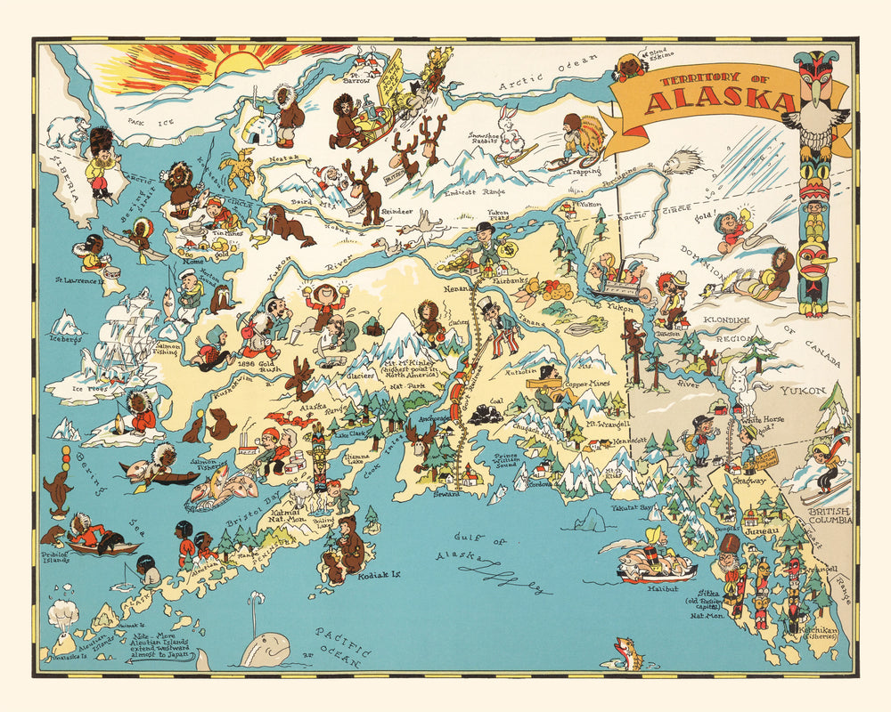 Vintage Map of Alaska 1935 print style example