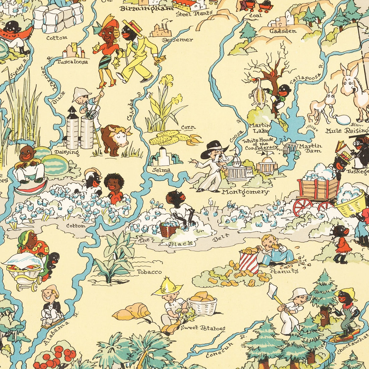 Restored historic details from the 1935 state map of County, Alabama