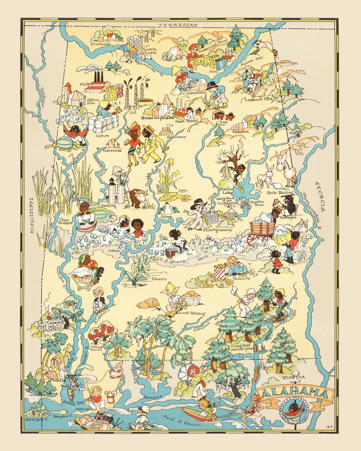 Preview of Vintage Map of Alabama 1935