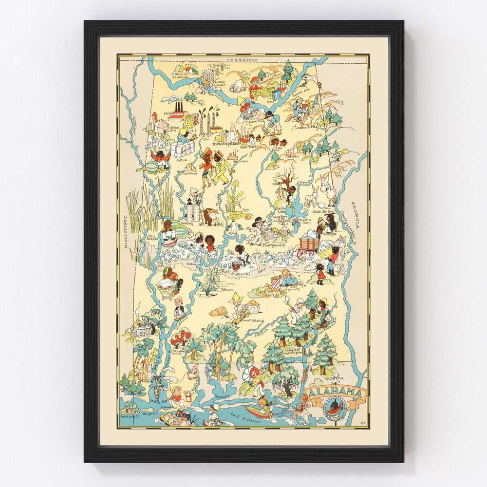Alabama Vintage Map 1935