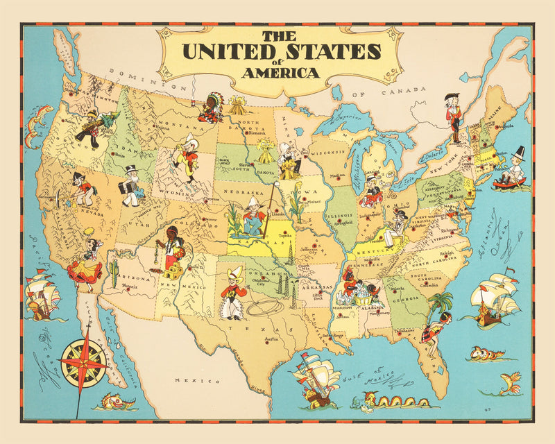 Size comparison using Vintage Map of United States 1935