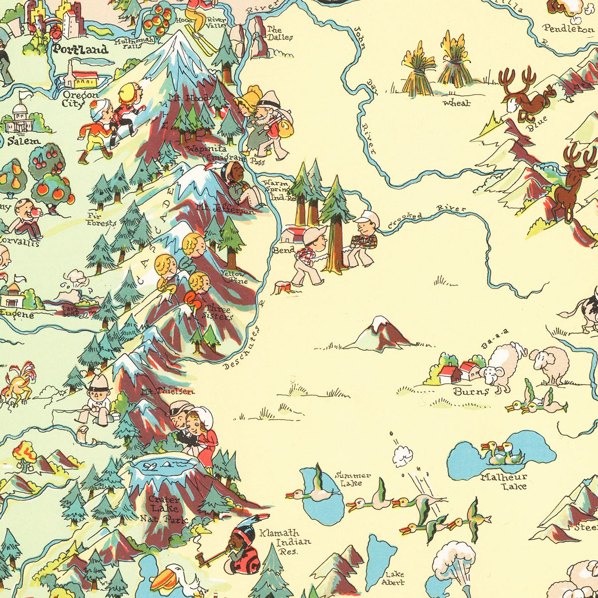 Restored historic details from the 1935 state map of County, Oregon