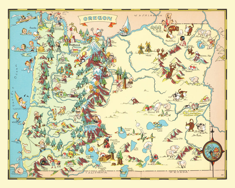 Size comparison using Vintage Map of Oregon 1935