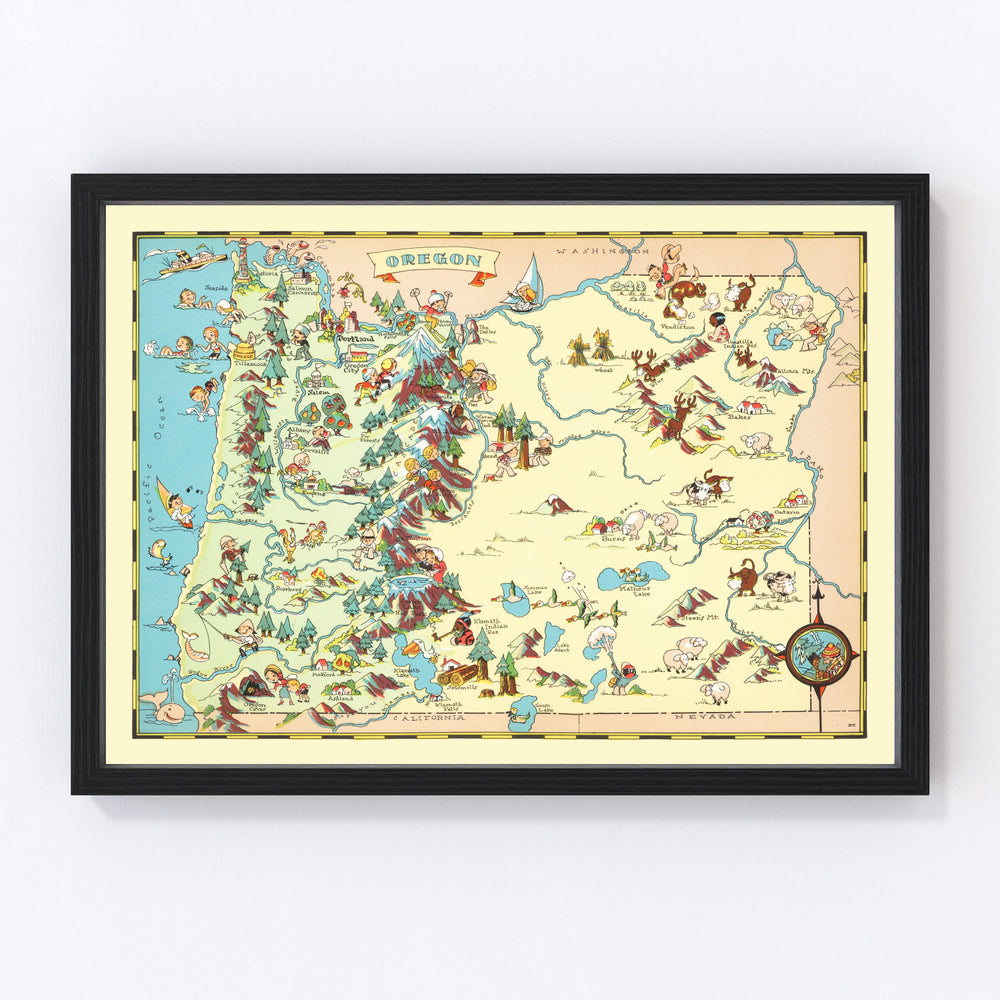 Oregon Vintage Map 1935