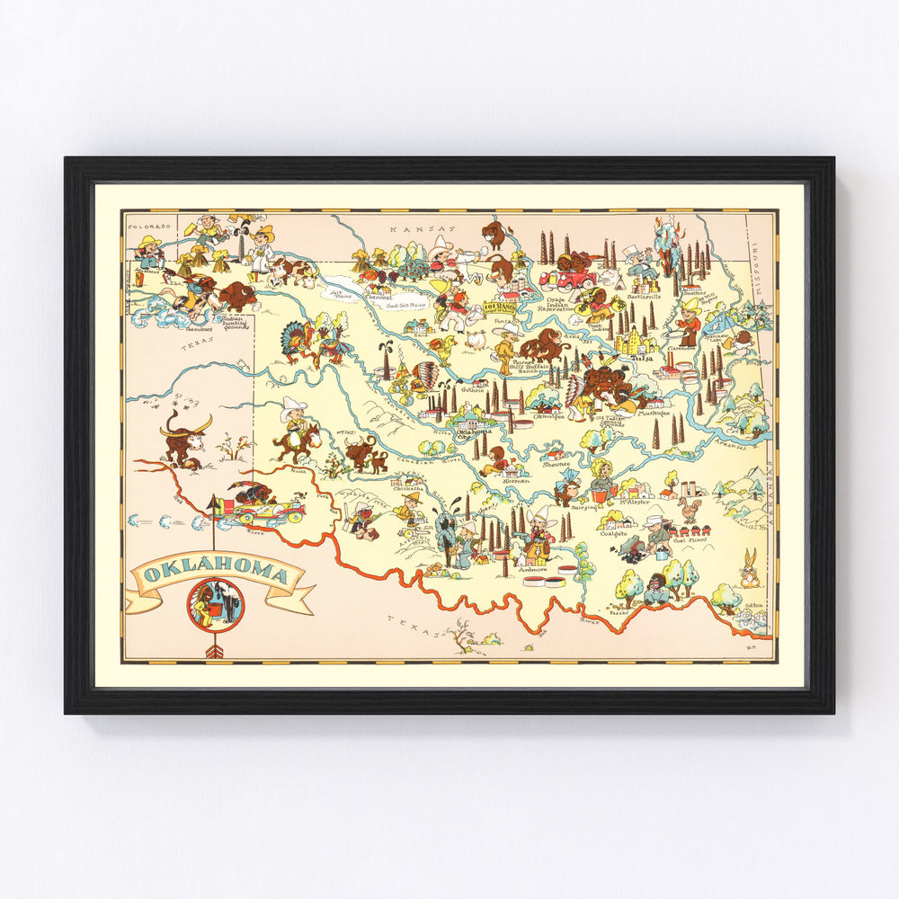Oklahoma Vintage Map 1935