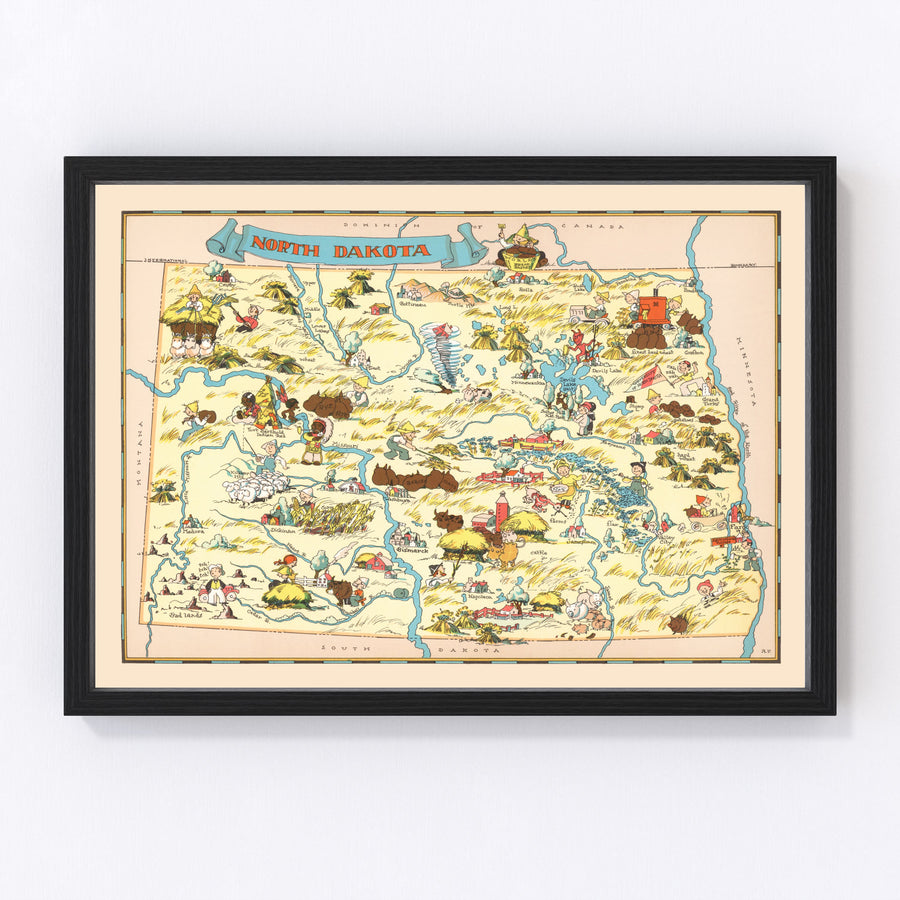 Vintage Map of North Dakota 1935