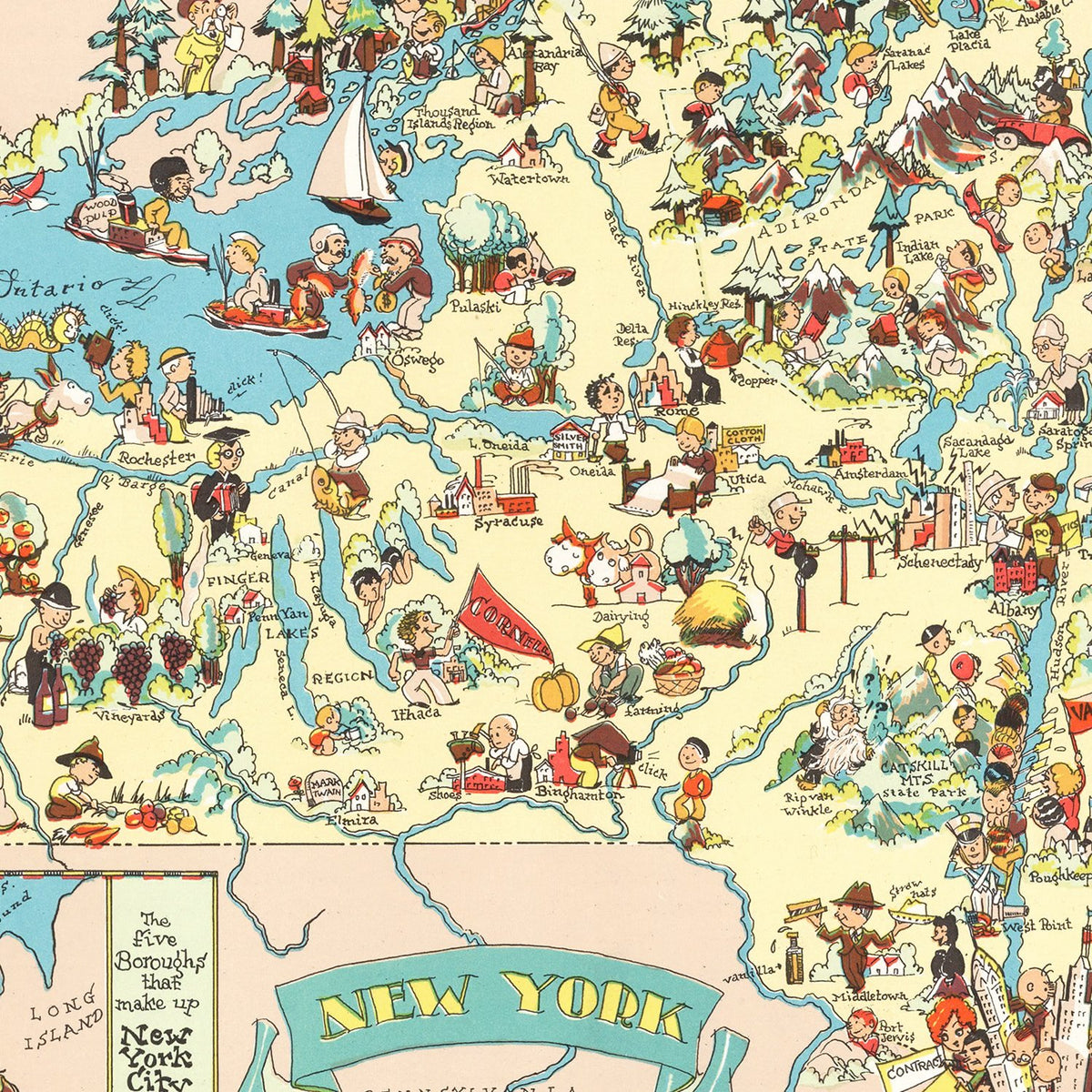 Restored historic details from the 1935 state map of County, New York