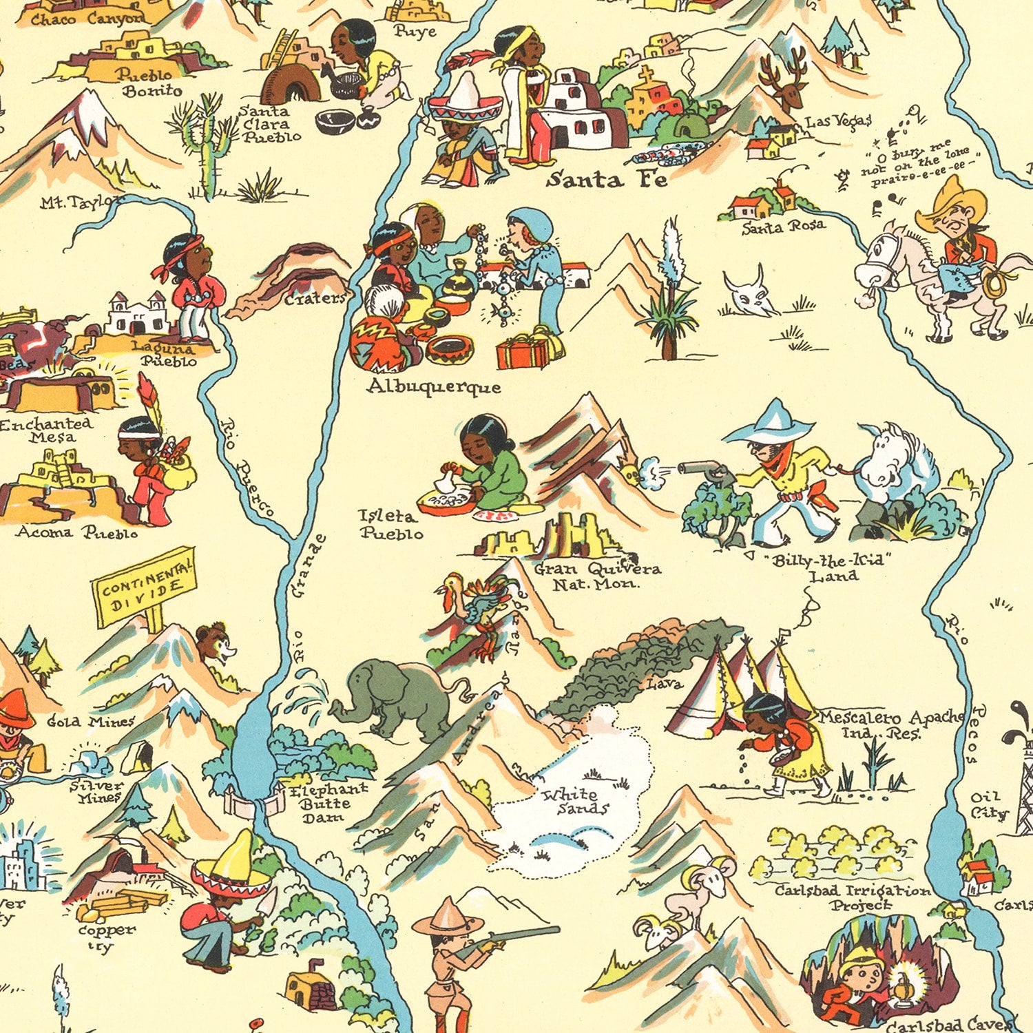 Restored historic details from the 1935 state map of County, New Mexico