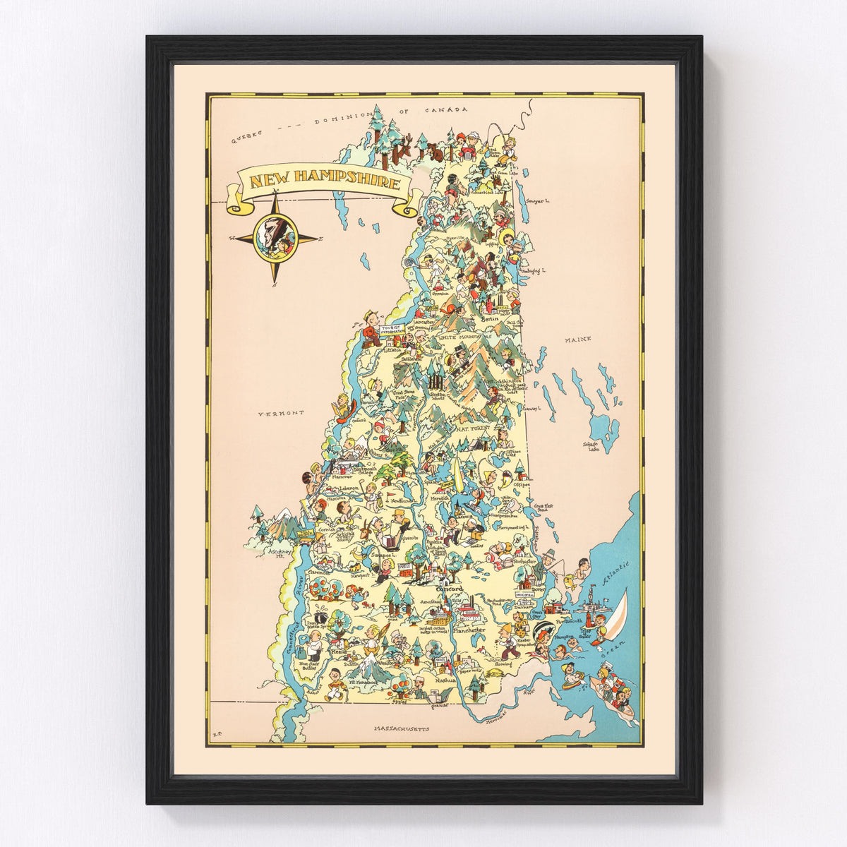 New Hampshire Vintage Map 1935