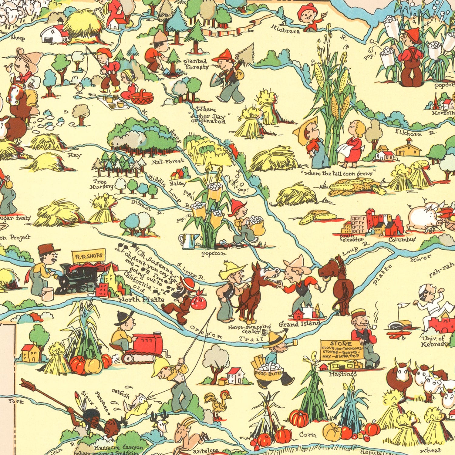 Restored historic details from the 1935 state map of County, Nebraska