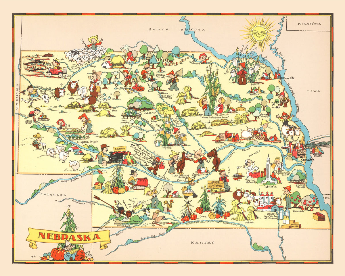 Preview of Vintage Map of Nebraska 1935
