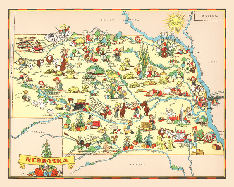 Size comparison using Vintage Map of Nebraska 1935