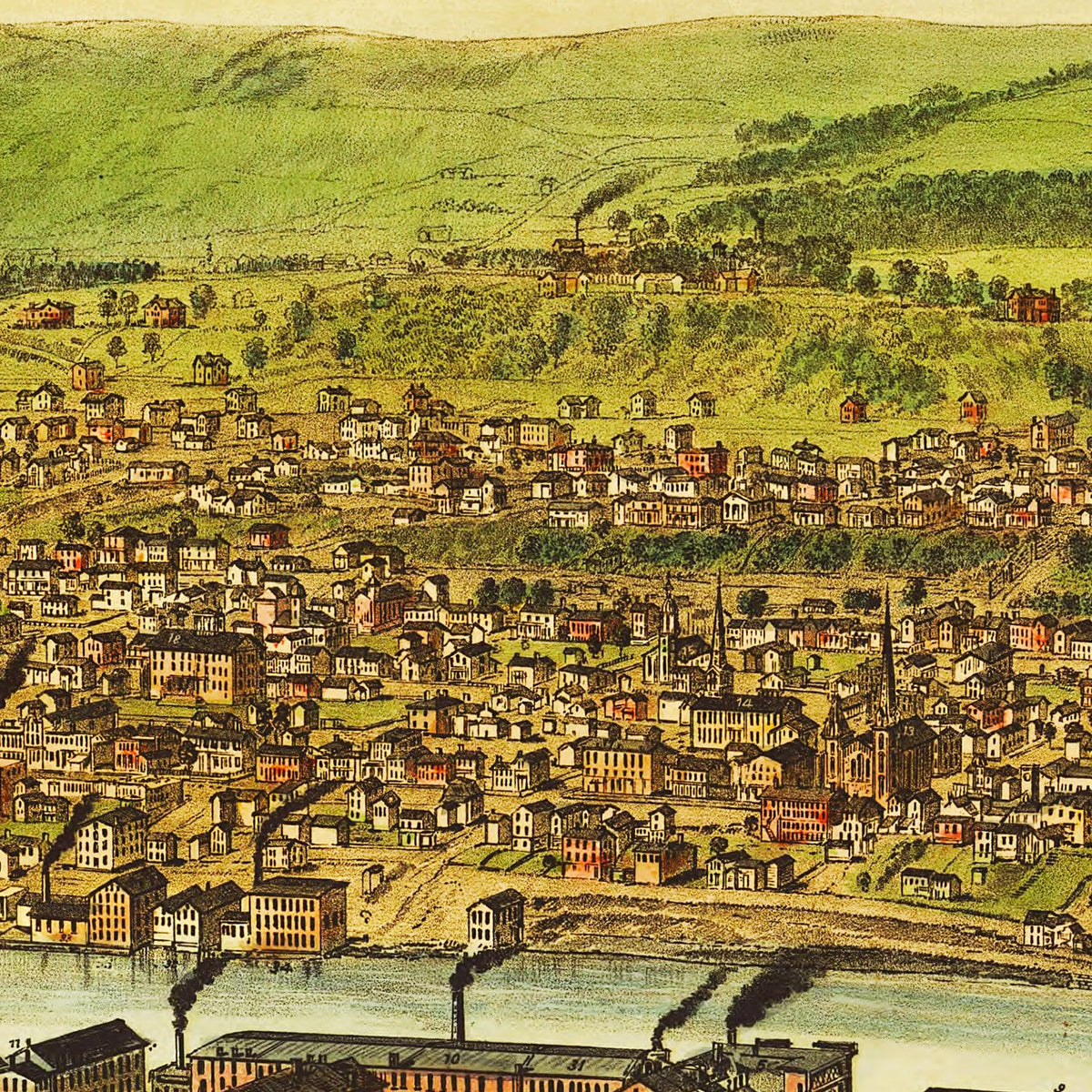 Restored historic details from the 1883 city map of New Brighton, Pennsylvania