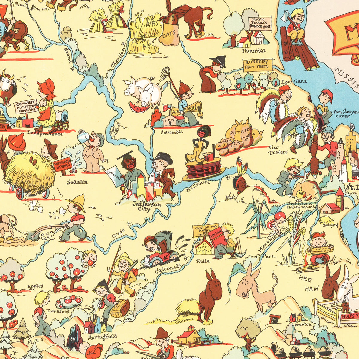 Restored historic details from the 1935 state map of County, Missouri