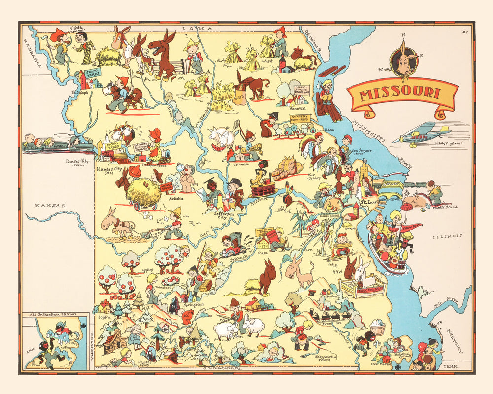 Vintage Map of Missouri 1935 print style example