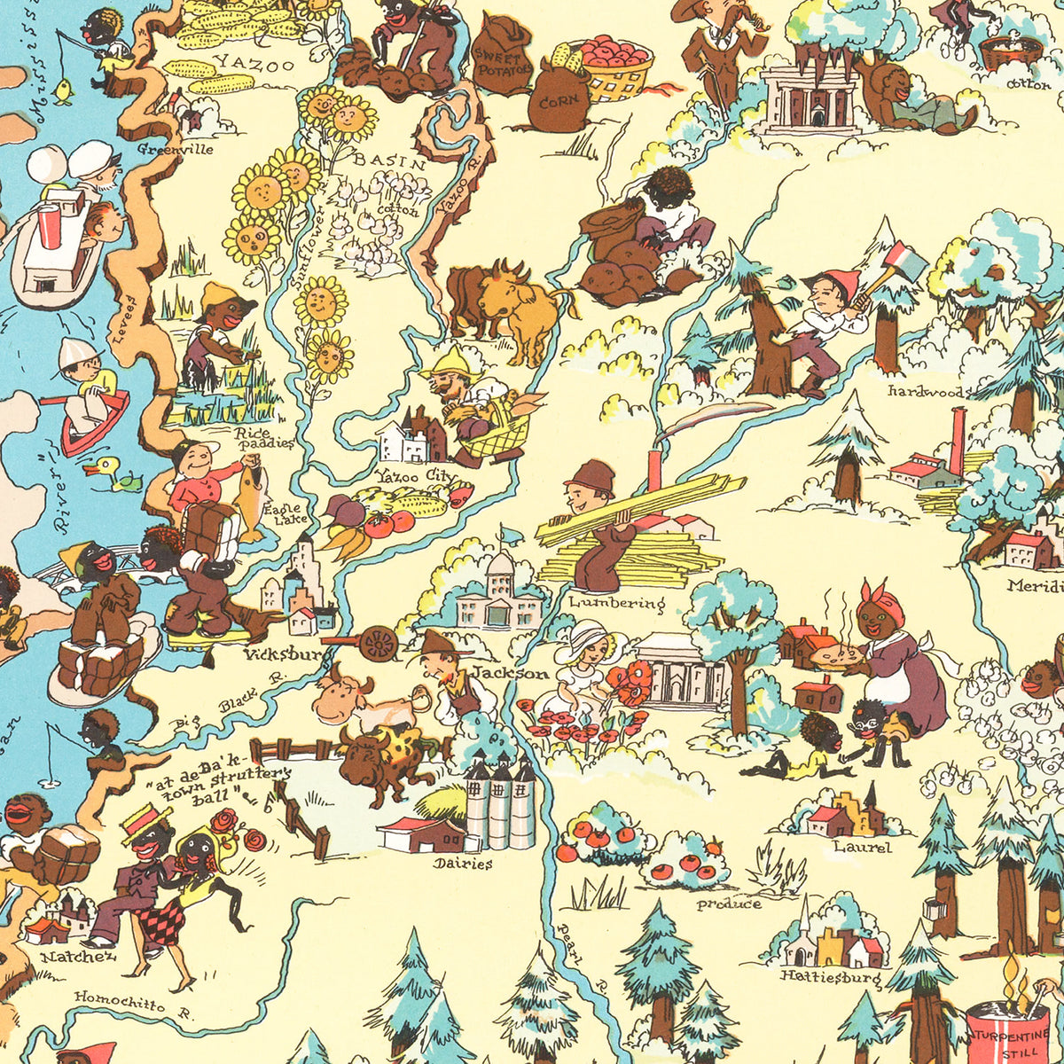 Restored historic details from the 1935 state map of County, Mississippi