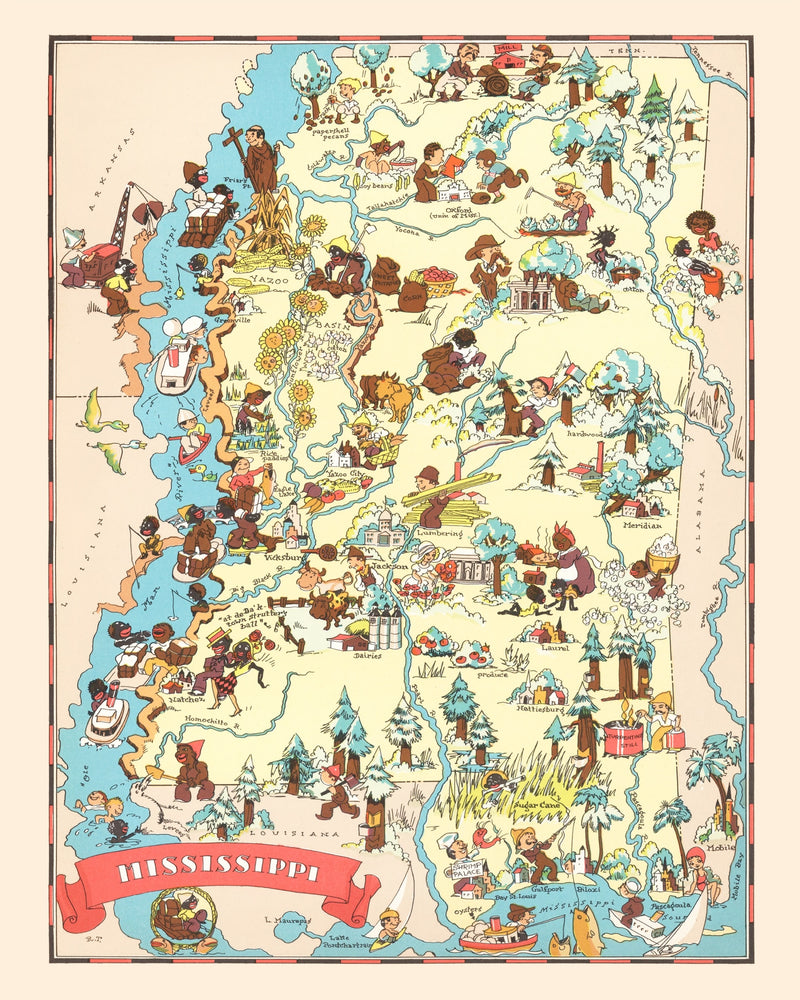 Size comparison using Vintage Map of Mississippi 1935