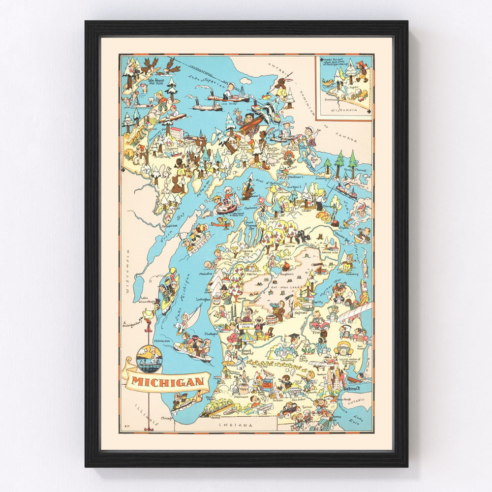 Michigan Vintage Map 1935