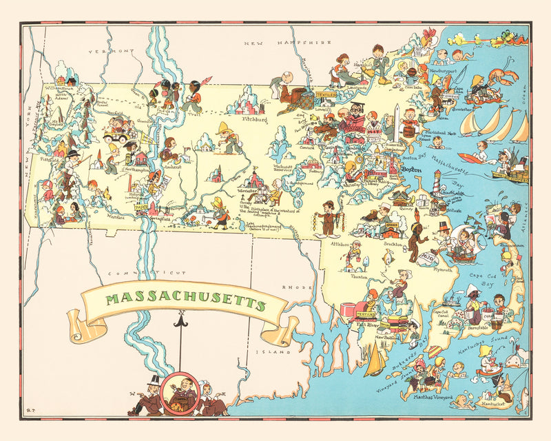 Size comparison using Vintage Map of Massachusetts 1935