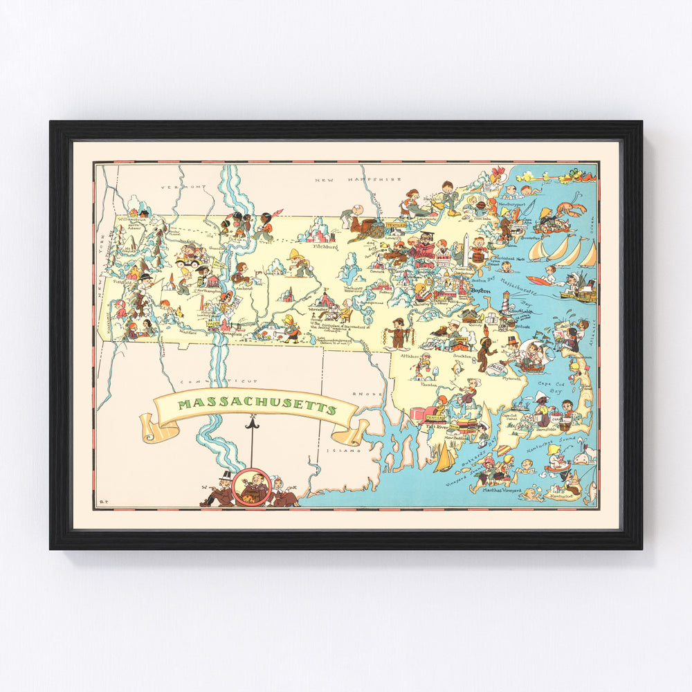 Massachusetts Vintage Map 1935