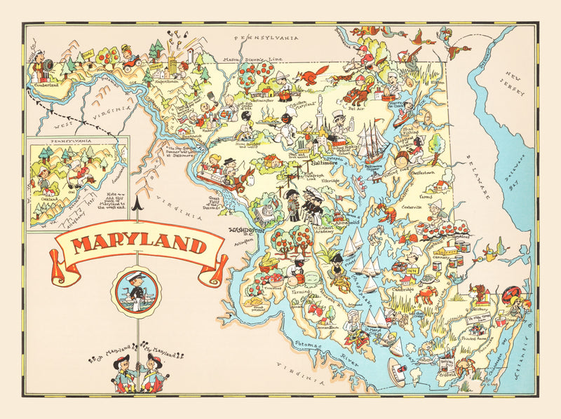 Size comparison using Vintage Map of Maryland 1935