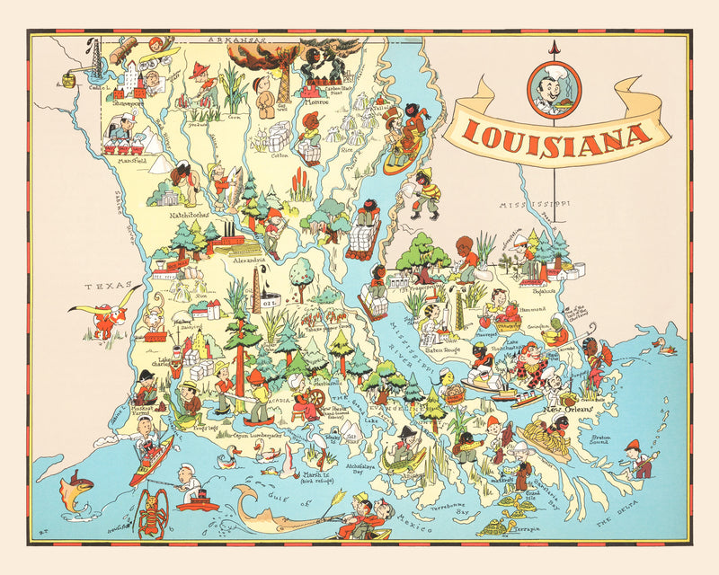 Size comparison using Vintage Map of Louisiana 1935