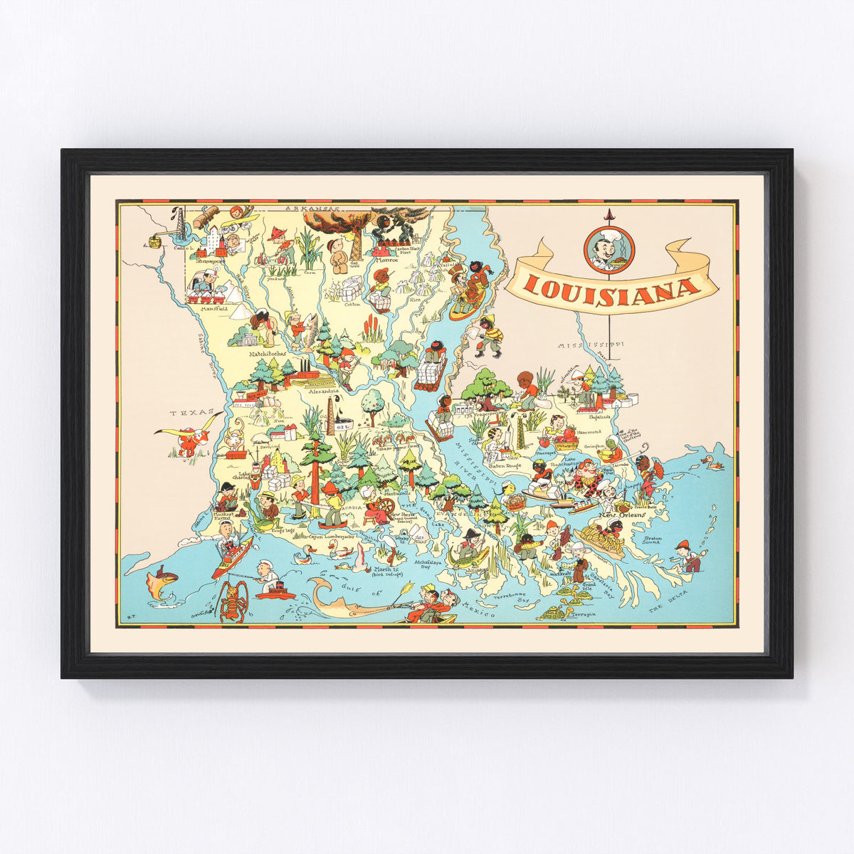 Louisiana Vintage Map 1935