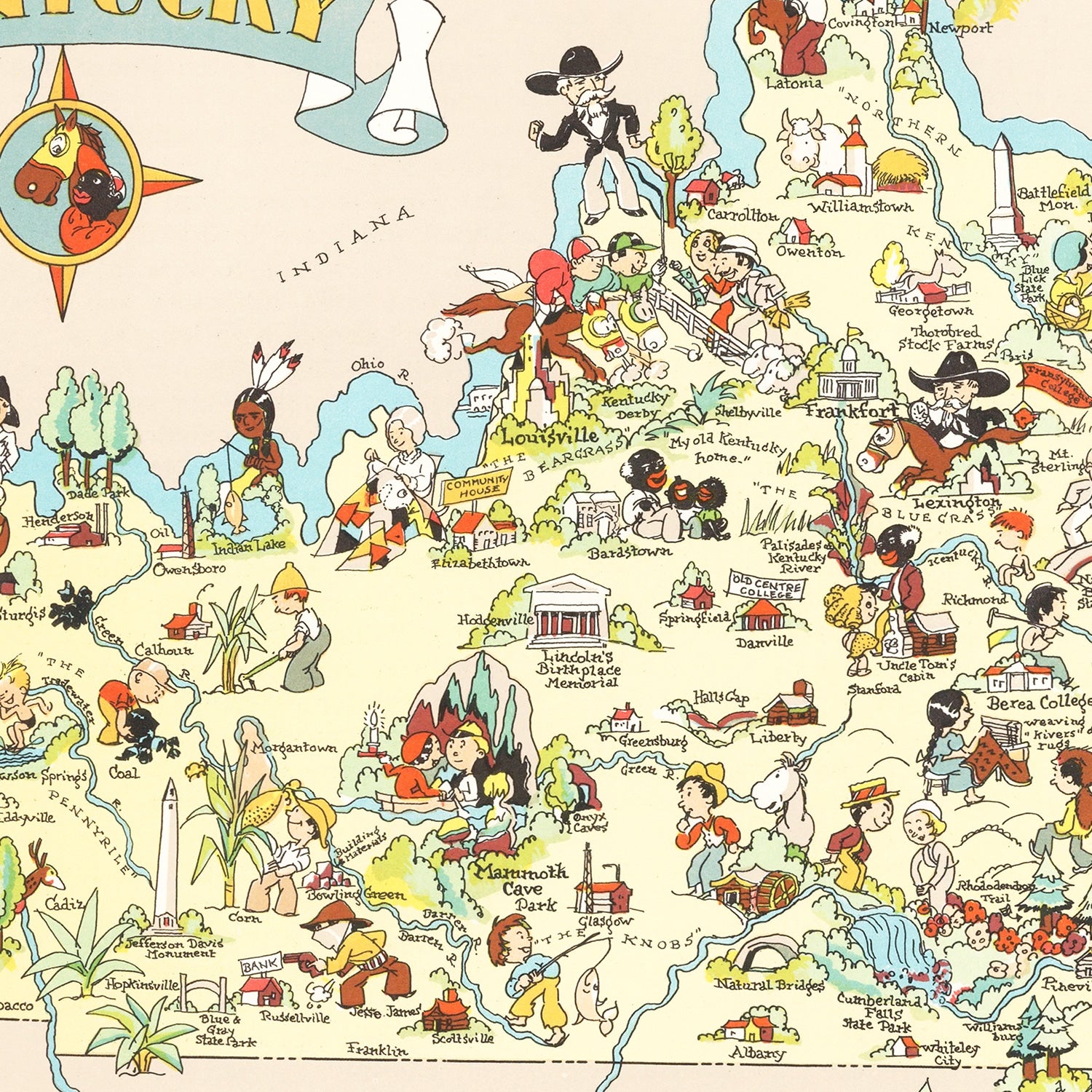 Restored historic details from the 1935 state map of County, Kentucky