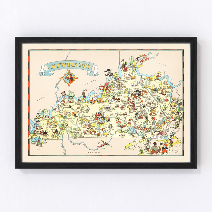 Vintage Map of Kentucky 1935
