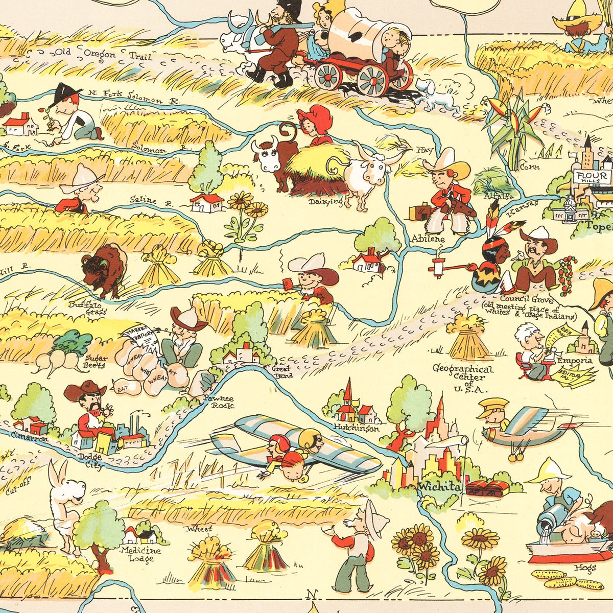 Restored historic details from the 1935 state map of County, Kansas