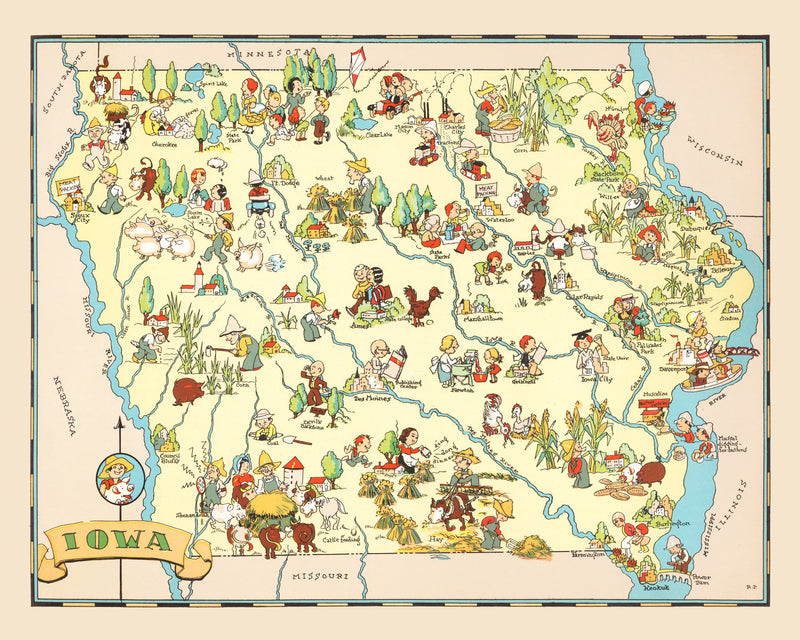 Size comparison using Vintage Map of Iowa 1935
