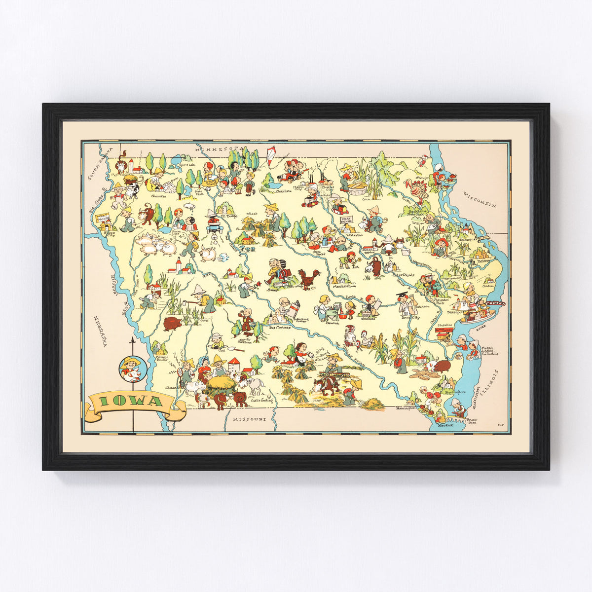 Iowa Vintage Map 1935