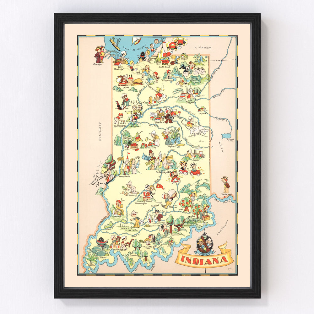 Indiana Vintage Map 1935