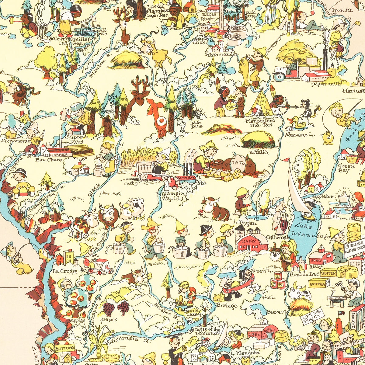 Restored historic details from the 1935 state map of County, Wisconsin