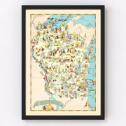 Wisconsin Vintage Map 1935