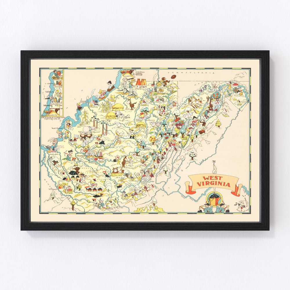 West Virginia Vintage Map 1935