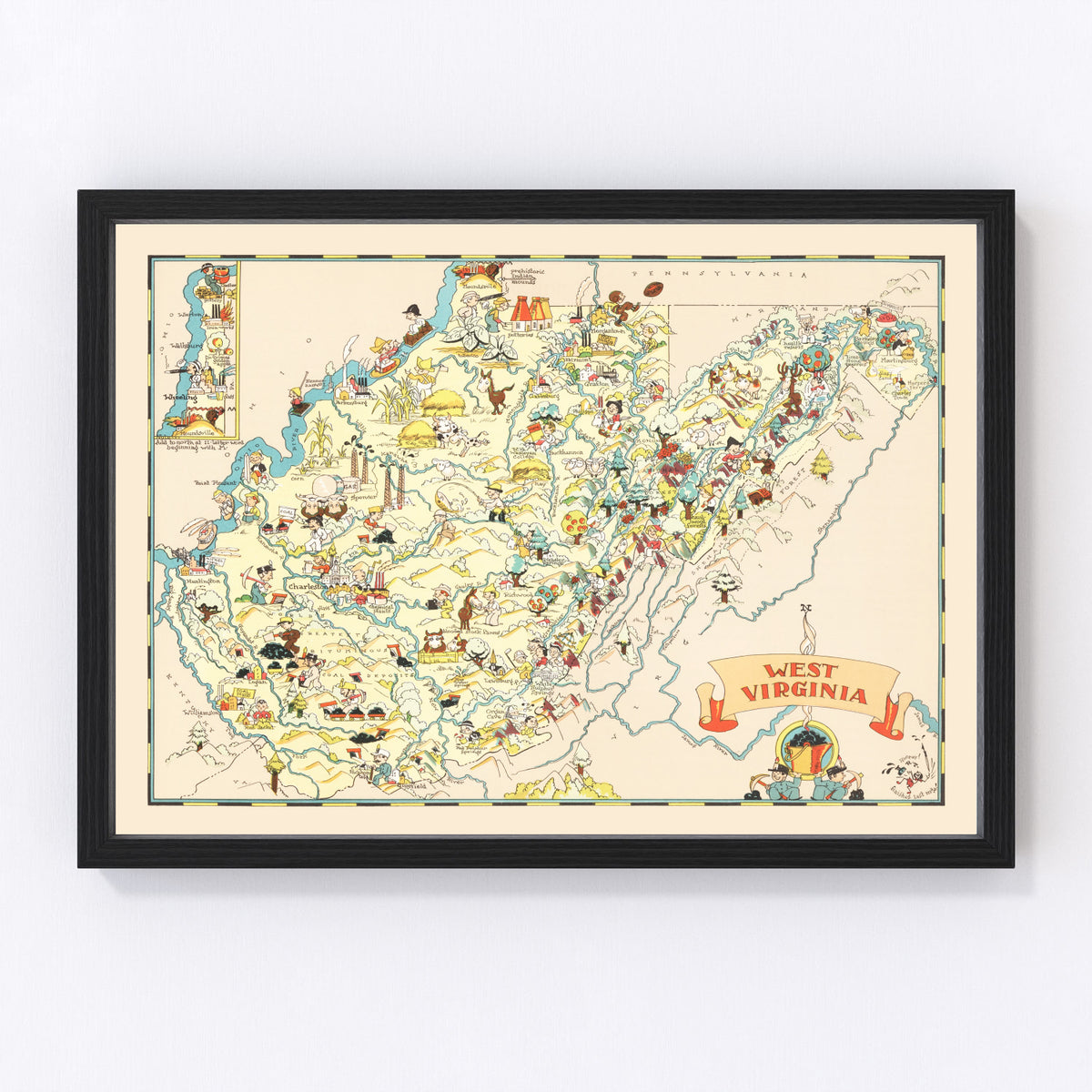 West Virginia Vintage Map 1935