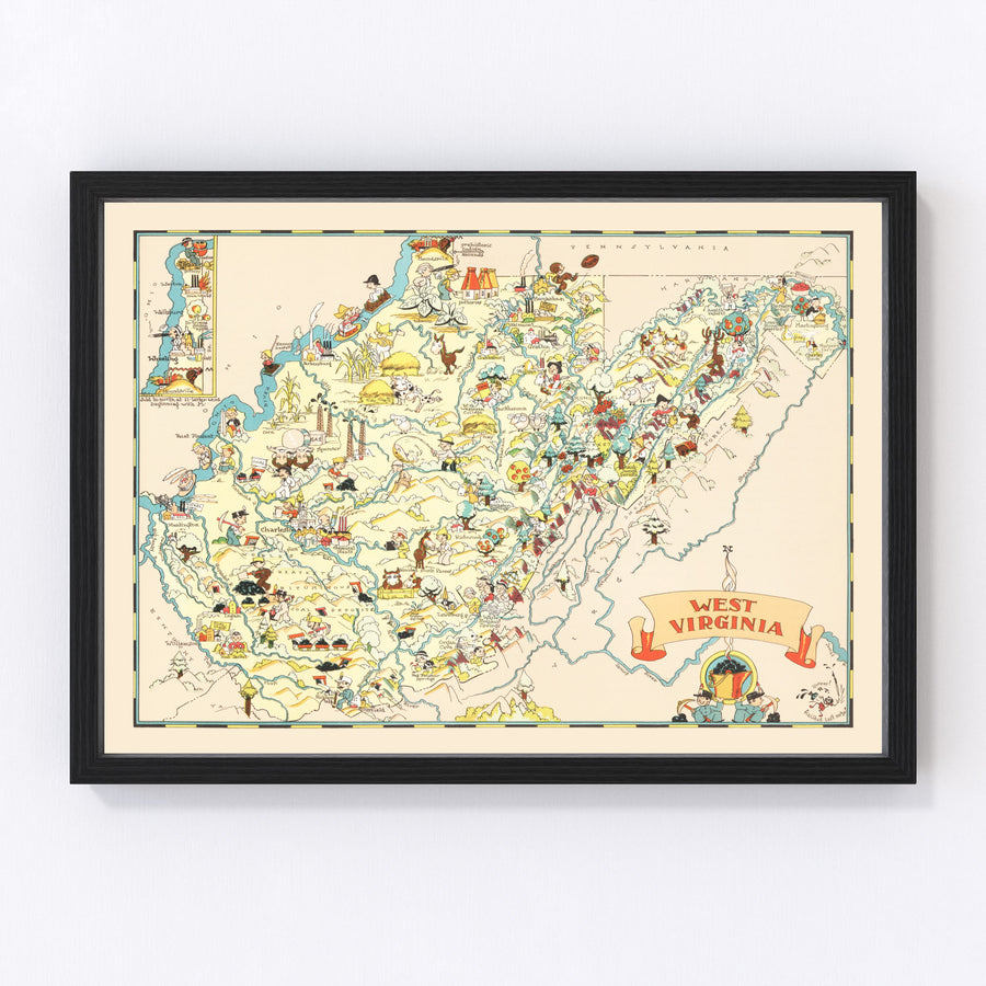 Vintage Map of West Virginia 1935