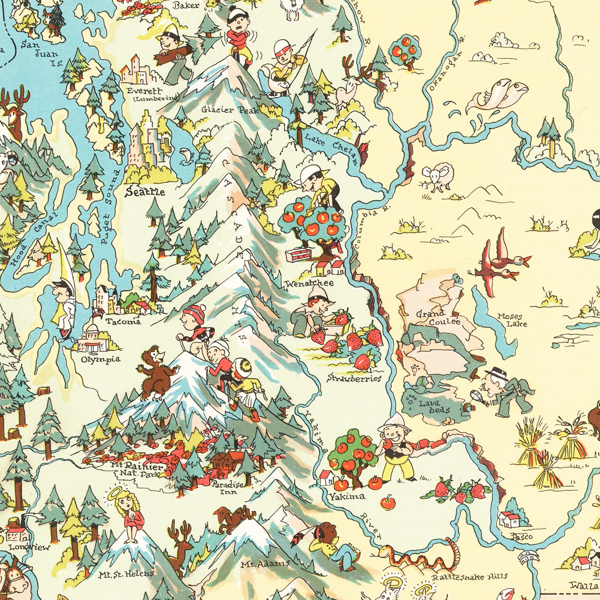 Restored historic details from the 1935 state map of County, Washington