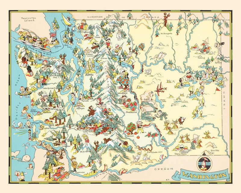 Size comparison using Vintage Map of Washington 1935