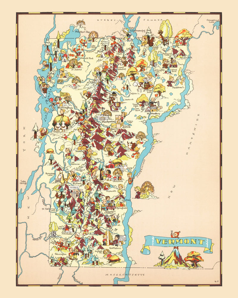 Size comparison using Vintage Map of Vermont 1935