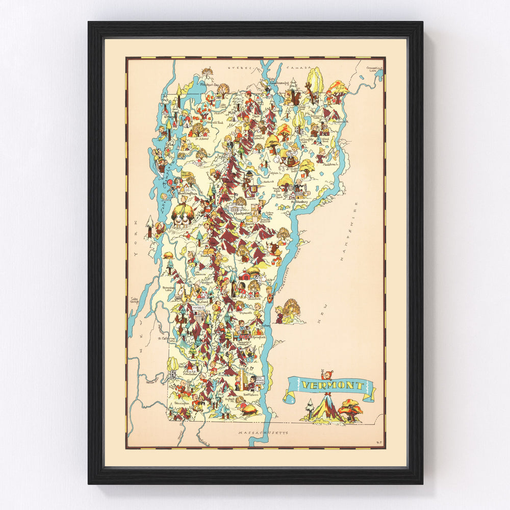 Vermont Vintage Map 1935