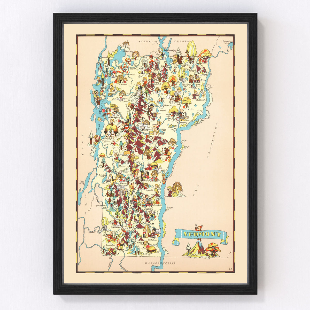 Vermont Vintage Map 1935