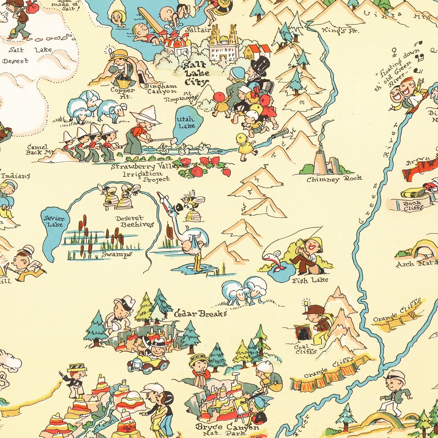 Restored historic details from the 1935 state map of County, Utah