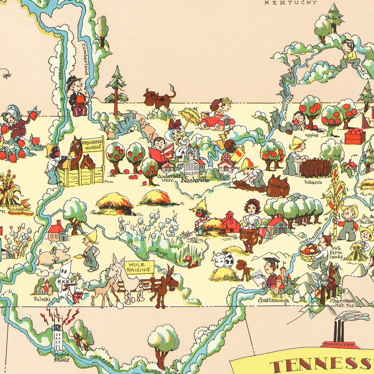 Restored historic details from the 1935 state map of County, Tennessee
