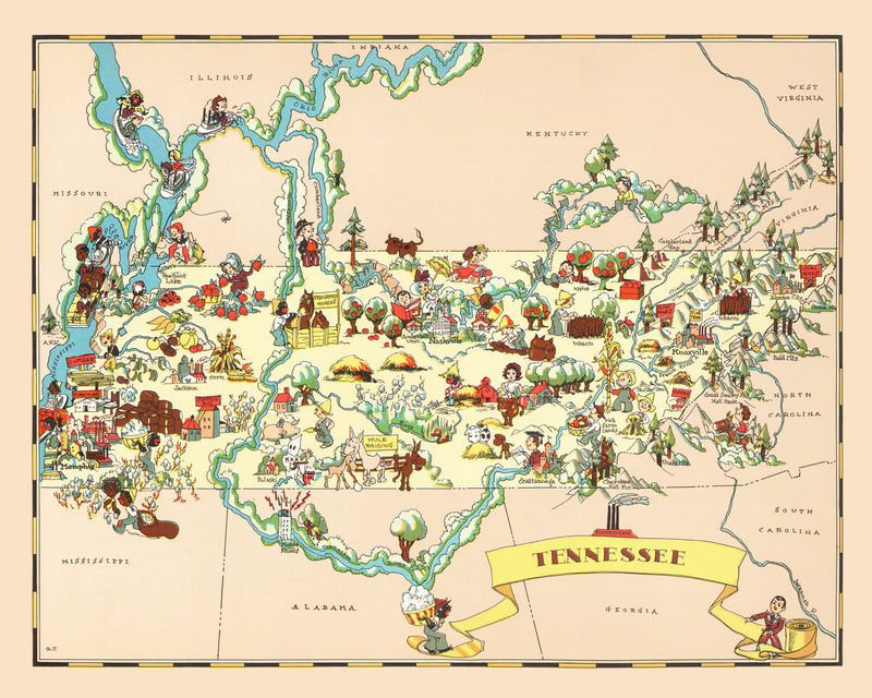 Size comparison using Vintage Map of Tennessee 1935