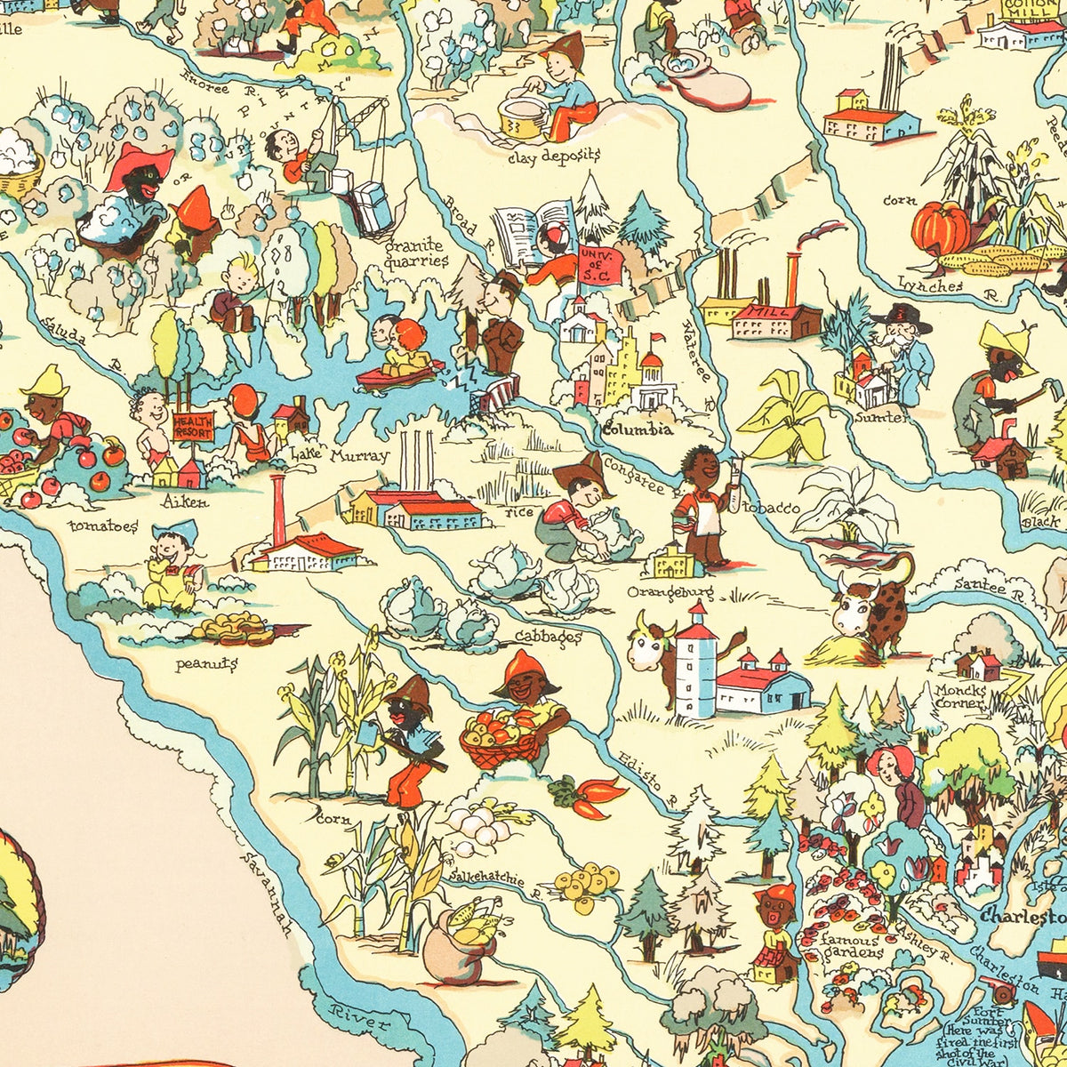Restored historic details from the 1935 state map of County, South Carolina