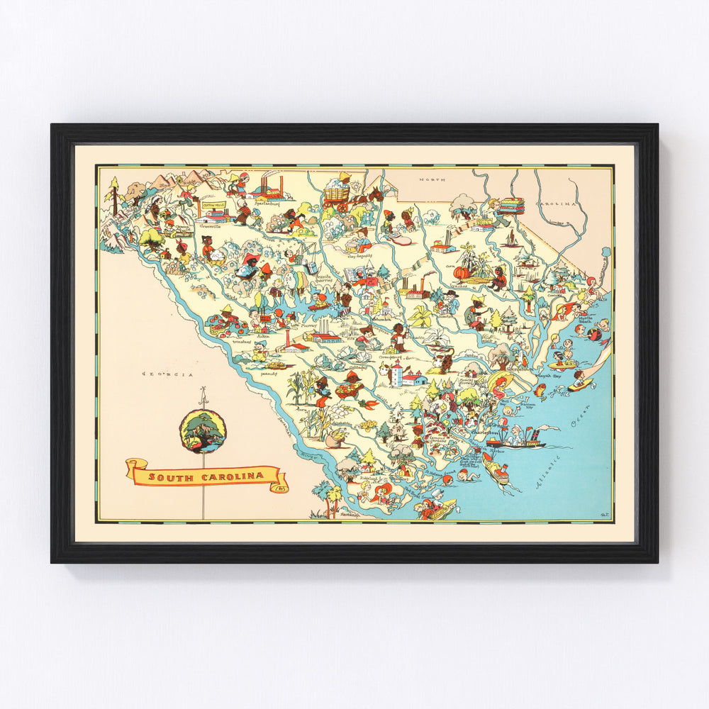 South Carolina Vintage Map 1935